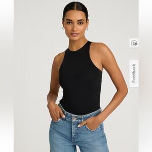 Express High Neck Ribbed Thong Bodysuit